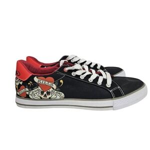 Ed Hardy Sneakers Mens 11 Black Love Kills Slowly Tattoo Low Top EH9031L Canvas